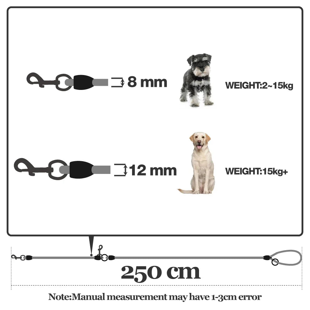 Nylon Dog Leashes Pet Dogs Chain Traction Rope Leads for Running Free Hands Rope Chain for Small Large Dogs
