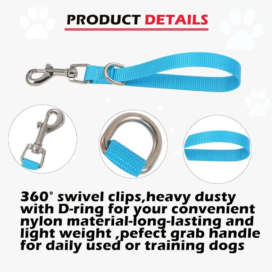 Short Dog Leash 2PCS Traffic Leashes 8" Pet Lead Training Pets Leads Dogs Grab Tab Orange and Sky Blue Dog Lead for Indoor Outd