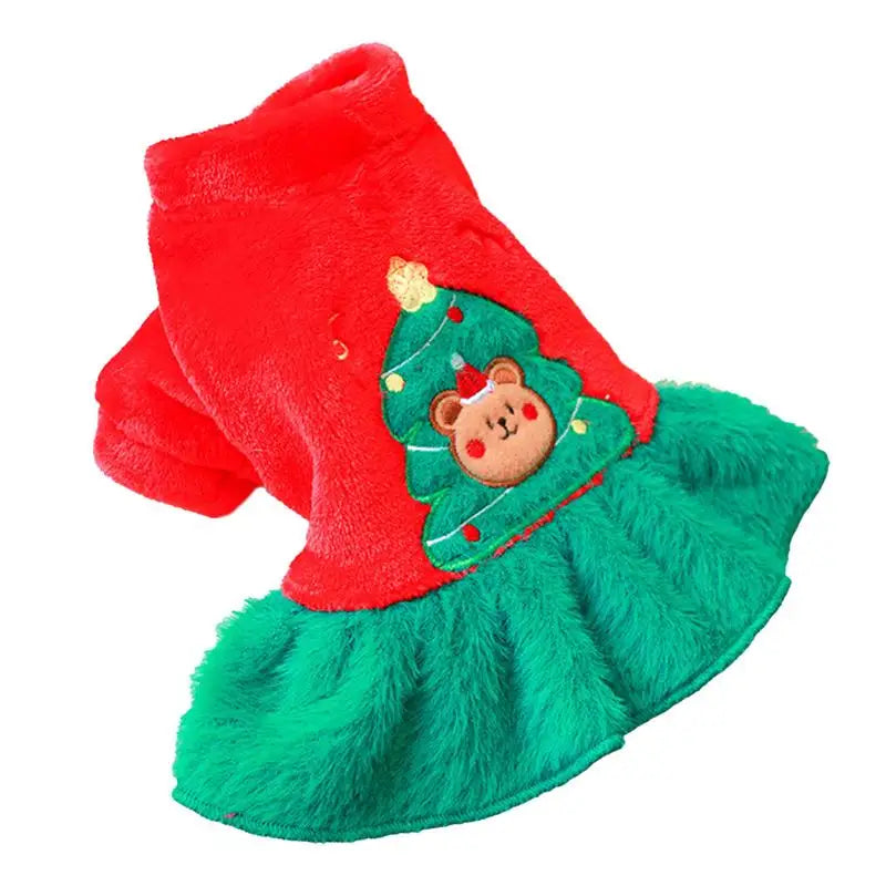 Christmas Pet Dress for Small Middle Dogs Christmas Tree Dress Xmas Clothes new years warm autumn winter Outfits pet supplies