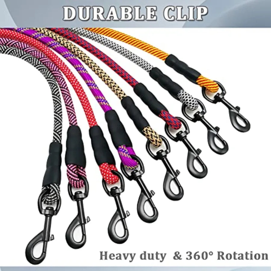 Heavy Duty Rope Dog Leash 3 4 5 6 7 8 10 12 15 FT Nylon Pet Leash Soft Padded Handle Thick Lead Leashes for Large Medium Dogs B
