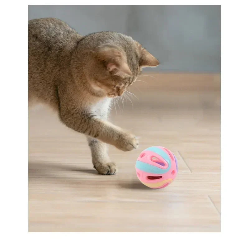 Cat Toys Colorful Splicing Bell Ball Large Cat Toys Cat Self Hi Bell Pet Toys Pet Supplies Random Colors