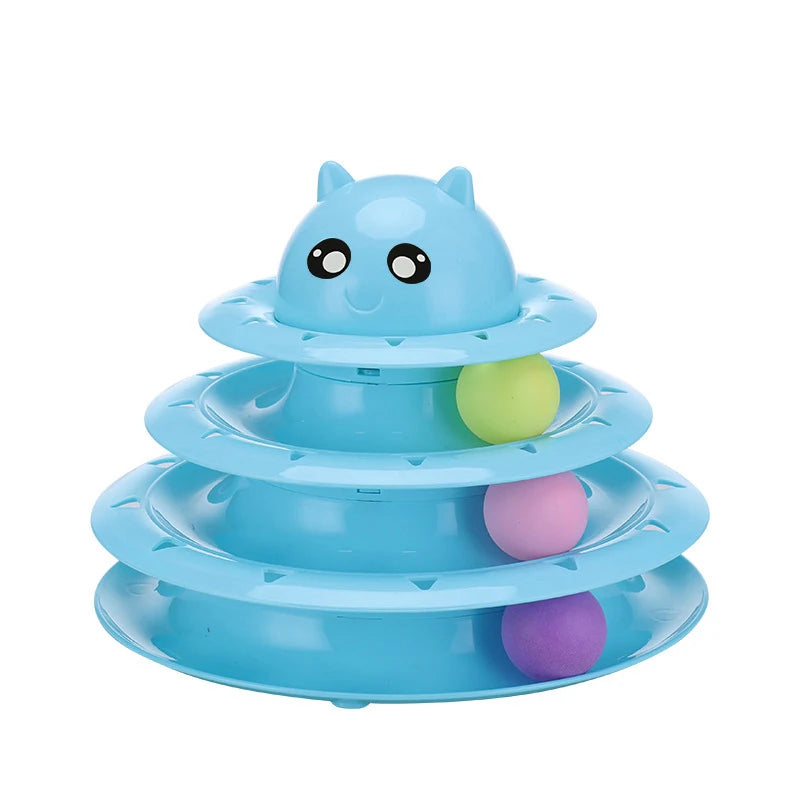 Interactive Cat Toy Tower with Rotating Balls 3-Level Smart Paw Track Toy for Cats, Fun Kitten Play Tower, Engaging Pet Supplies