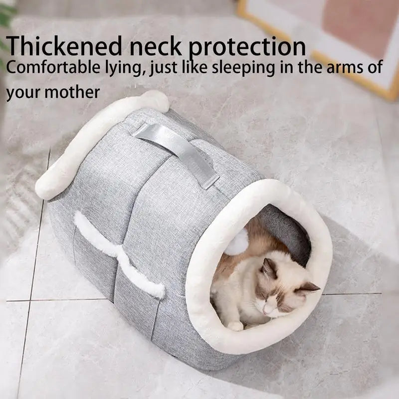 Cat Beds For Indoor Cats Detachable Covered Cat Bed Winter Cat House Warm Cave Nest Indoor Cat House With Side Pocket For Pet