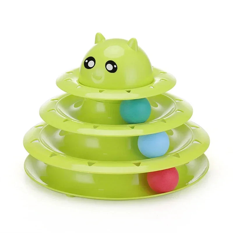 Interactive Cat Toy Tower with Rotating Balls 3-Level Smart Paw Track Toy for Cats, Fun Kitten Play Tower, Engaging Pet Supplies