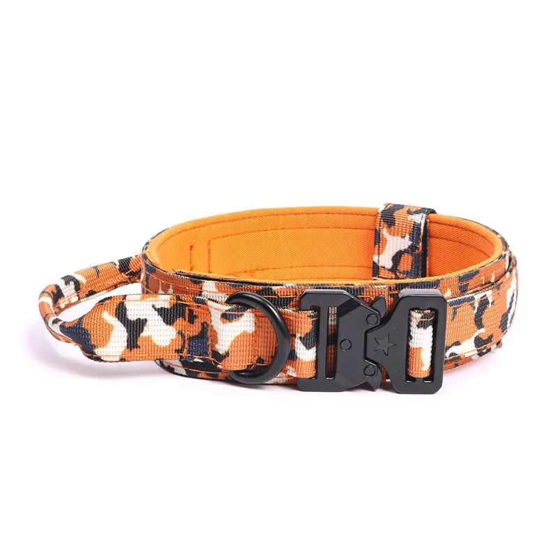 Pet Products Outdoor Tactical Dog Buckle Breathability Nylon Collar Traction Rope Adjustable Military Pets Collars