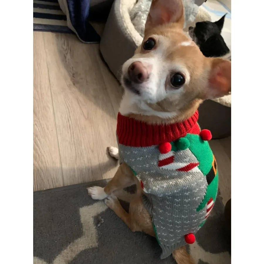 Cat Christmas Sweater Small Pet Dog Xmas Santa Claus Knitwear Warm Clothes Clown XSmall