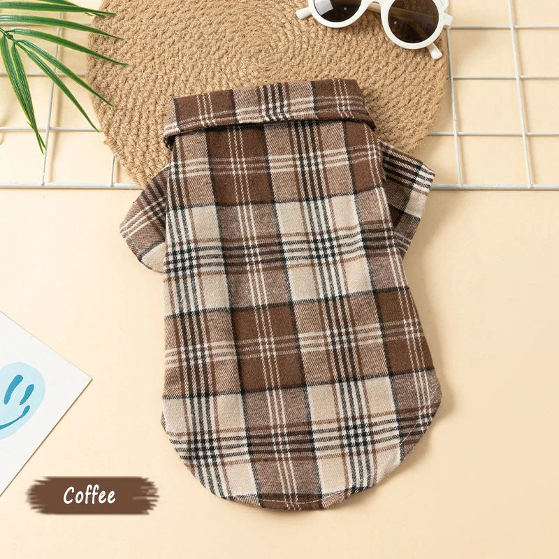 Plaid Pet Polo Shirt - Soft All-Season Holiday Outfit for Small Dogs & Cats