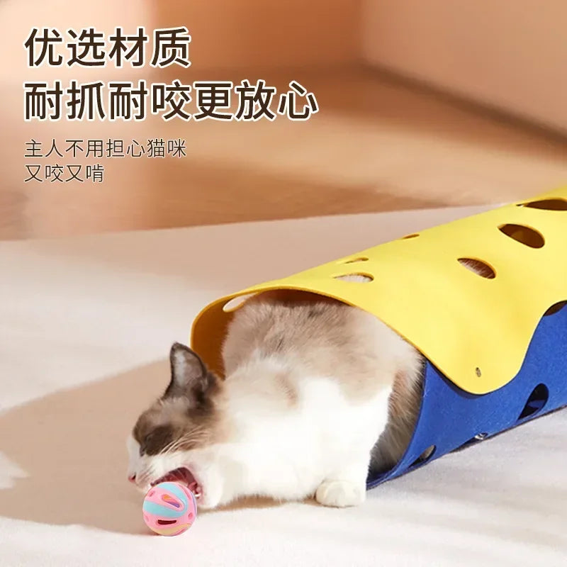 Cat Toys Colorful Splicing Bell Ball Large Cat Toys Cat Self Hi Bell Pet Toys Pet Supplies Random Colors