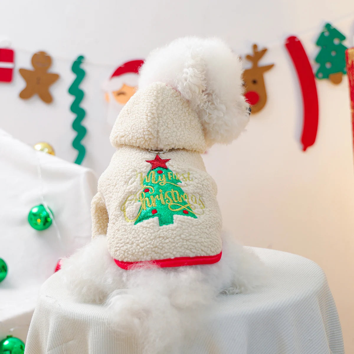 Autumn and Winter First Christmas Sweater Pet Cat Dog Clothes Autumn and Winter Thickened Thermal Hoodie